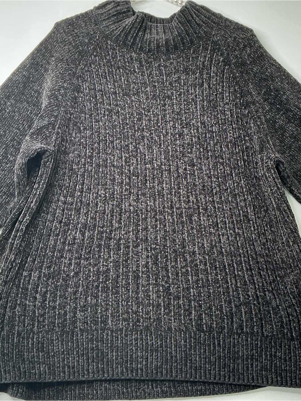 Womans Terra & Sky Ox (14w) Black Turtleneck Chenille Knit Pullover Sweater
